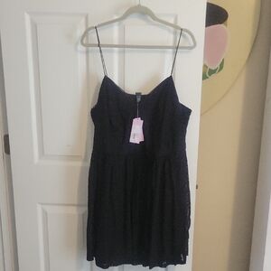 Wild Fable Elegant Black Vneck overlay strappy Lace dress 2X